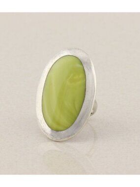 Sterling Silver Large Yellow Mother of Pearl Ring Size 7